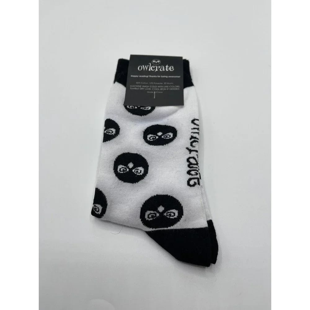 Owlcrate Socks Womens  Adult Size Small Black & White Owl Pattern New